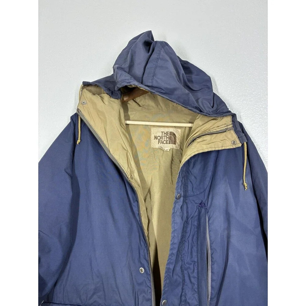 Vintage The North Face Coat Mens Large Blue Hooded Nylon Parka Winter 70s